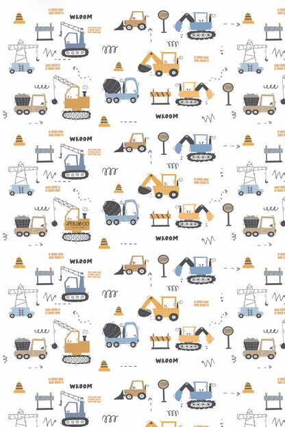 Couverture minky - Camions de construction bleus