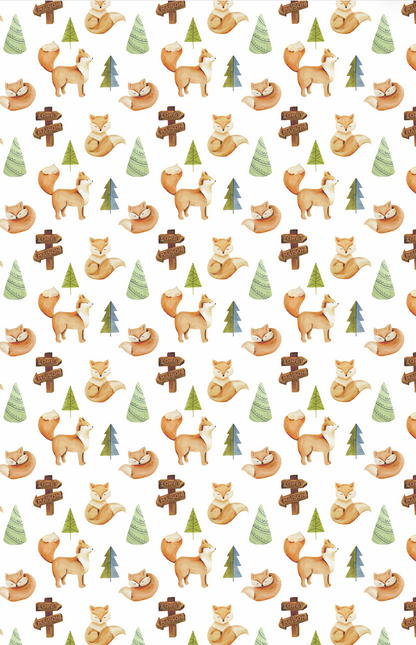 Couverture minky - Renards forêt maison