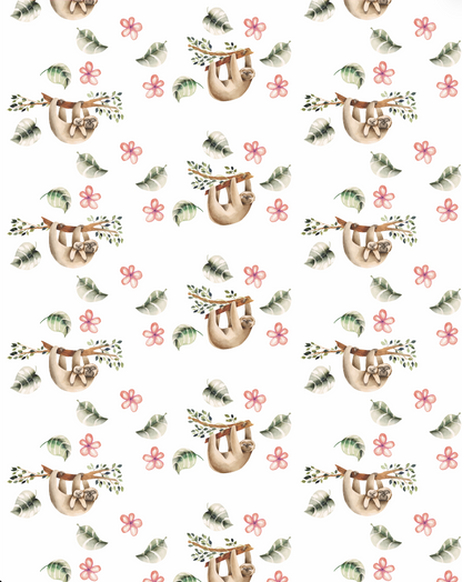 Couverture minky - Paresseux roses