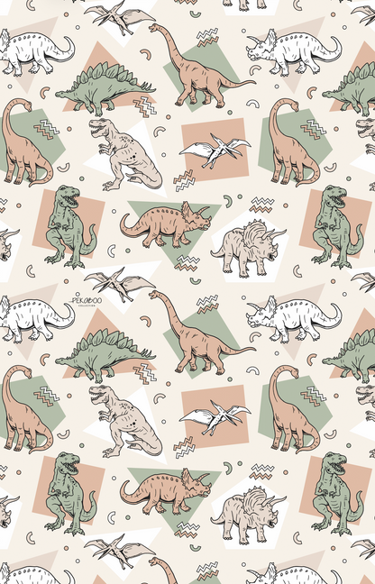 Couverture magiks - Dinos géométriques sauge et beiges