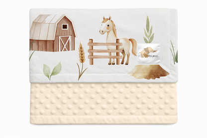 Couverture minky - Chevaux beige