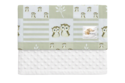 Couverture minky - Chouettes beiges
