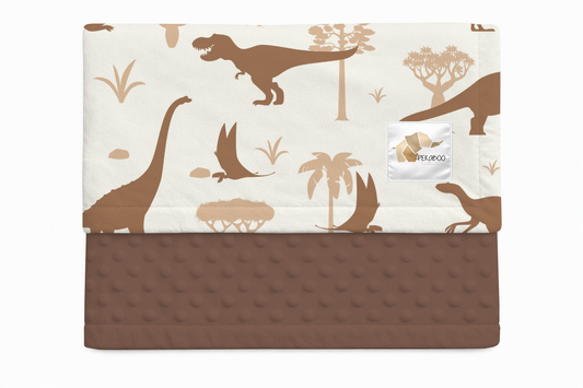 Couverture minky - Dinos bruns et beiges