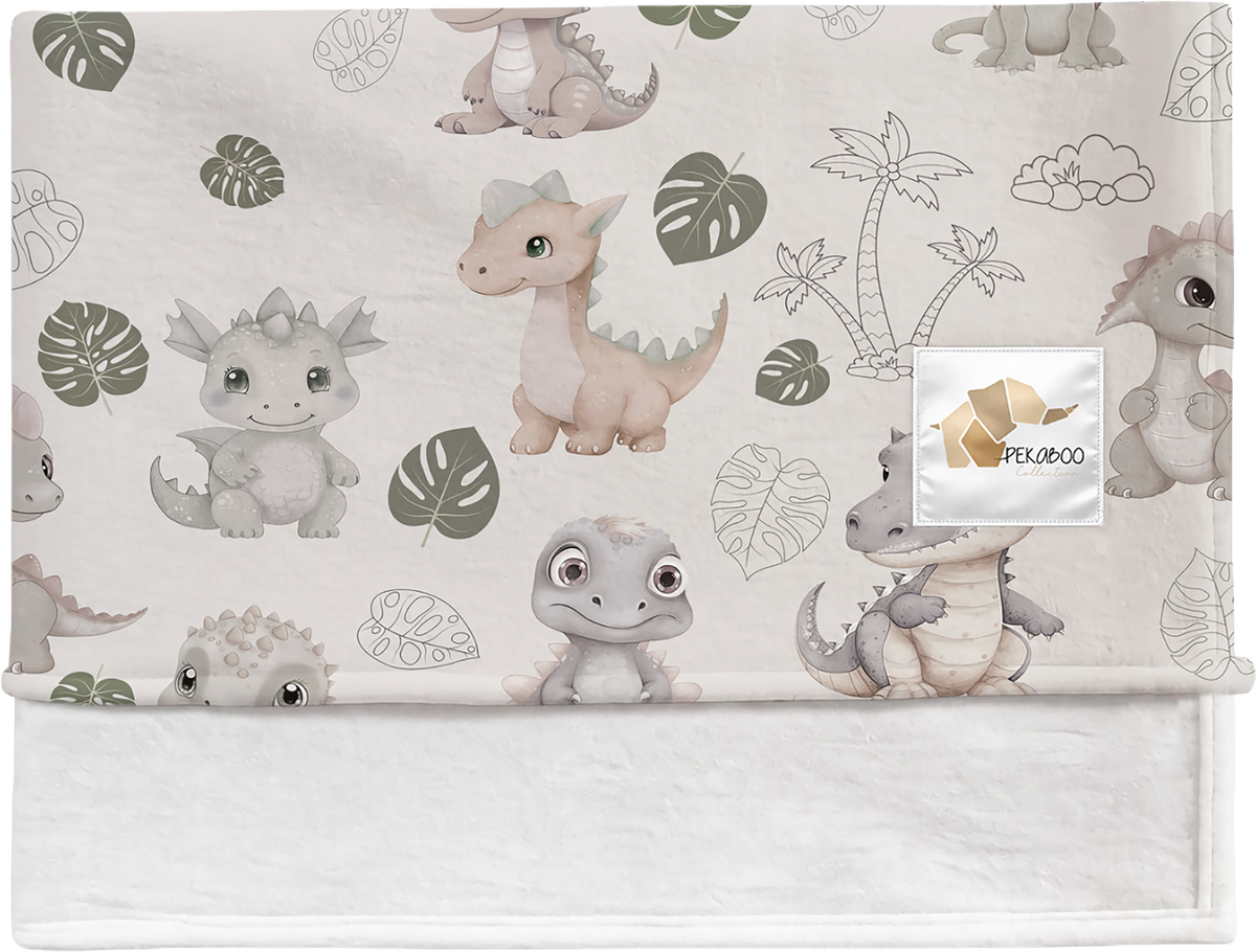 Couverture magiks - Dinos palmiers vert safari