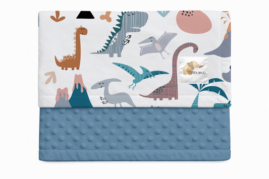 Couverture minky - Dinos volcans palmiers