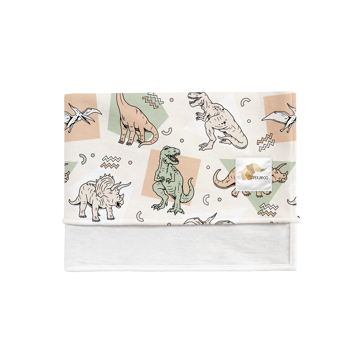 Couverture magiks - Dinos géométriques sauge et beiges