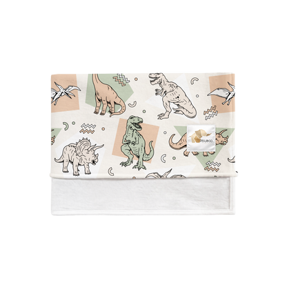 Couverture magiks - Dinos géométriques sauge et beiges