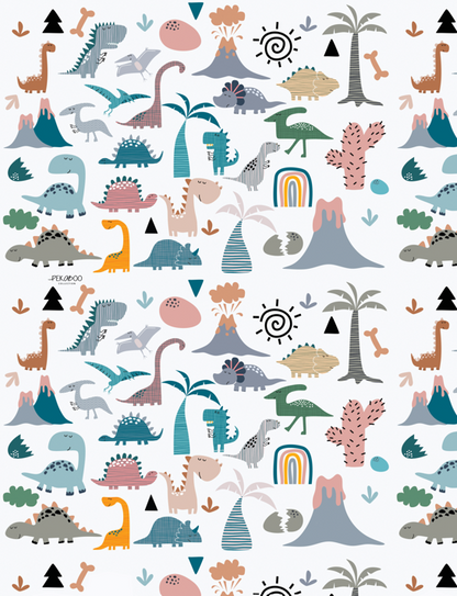Couverture minky - Dinos volcans palmiers