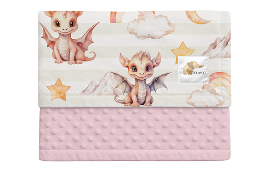 Couverture minky - Dragons roses bold stripes