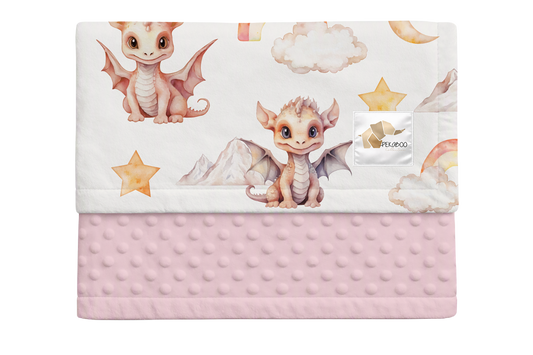 Couverture minky - Dragons roses