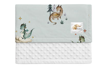 Couverture minky - Dragons sauge