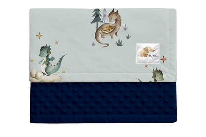 Couverture minky - Dragons sauge