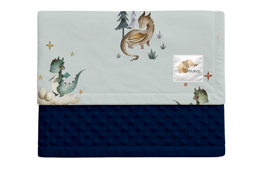 Couverture minky - Dragons sauge