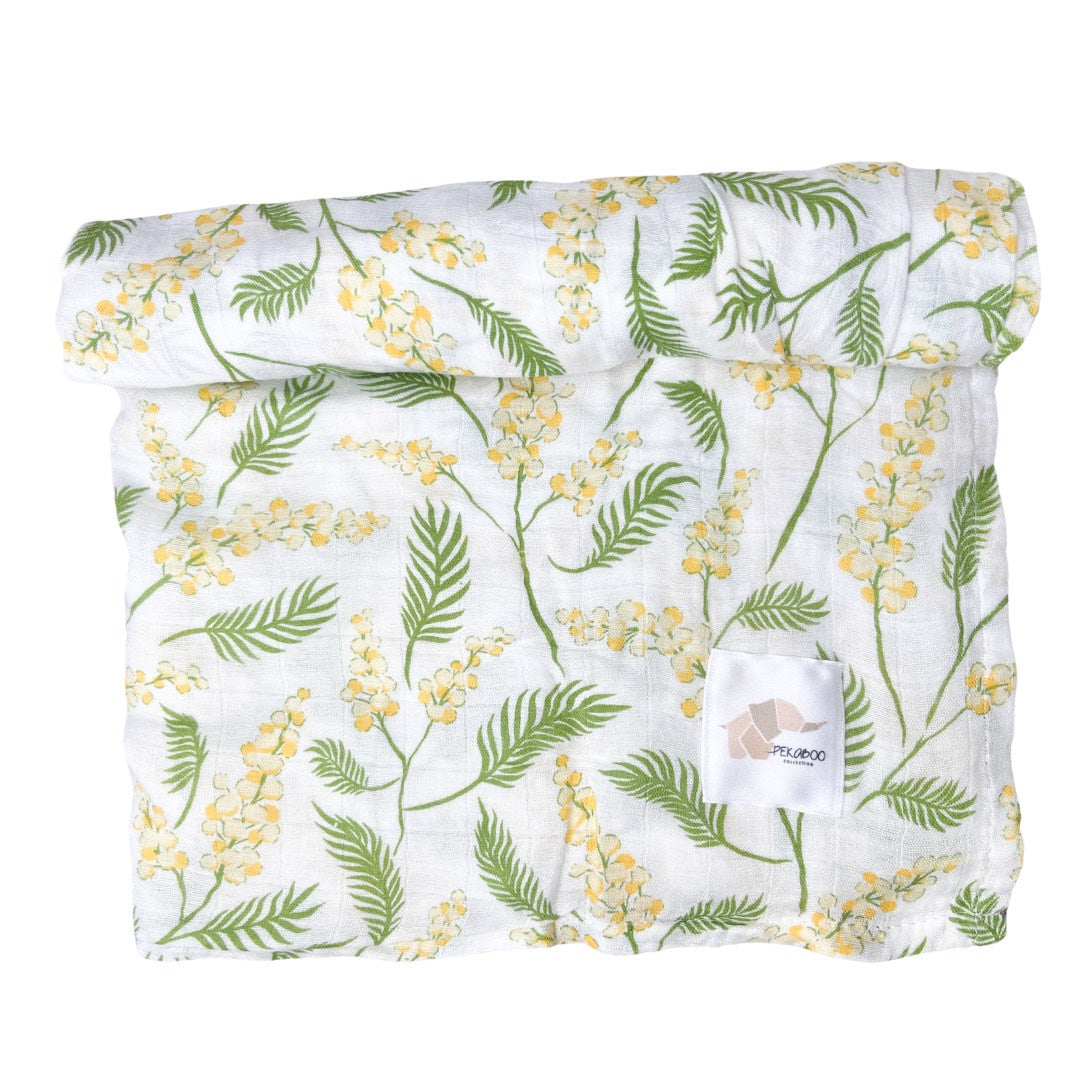 Couverture mousseline de bambou - Yellow leaf