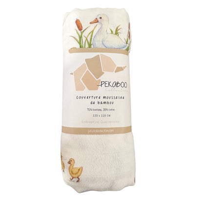 Couverture mousseline de bambou - Cygne et quenouille
