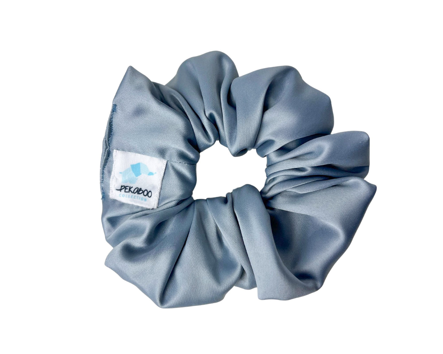 Chouchou élastique pour cheveux - Satin bleu gris