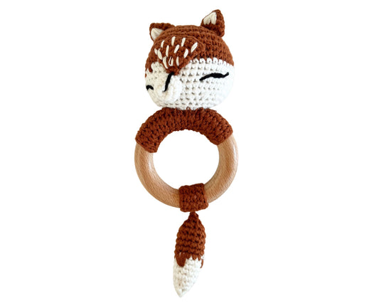 Hochet bois et crochet - Renard 2 pcs