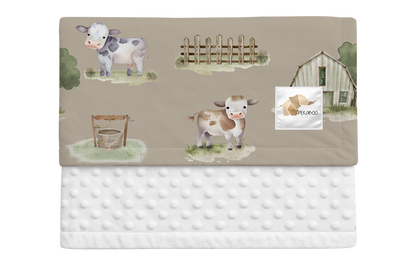 Couverture minky - Fermes vaches taupe