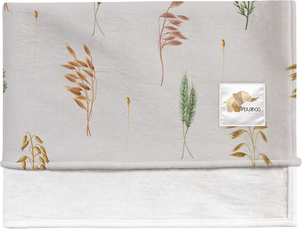 Couverture magiks - Feuillages de blé fond beige