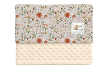 Couverture minky - Fleuri vintage beige