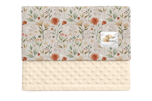 Couverture minky - Fleuri vintage beige