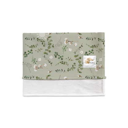 Couverture magiks - Fleurs de coton sunsets sauge