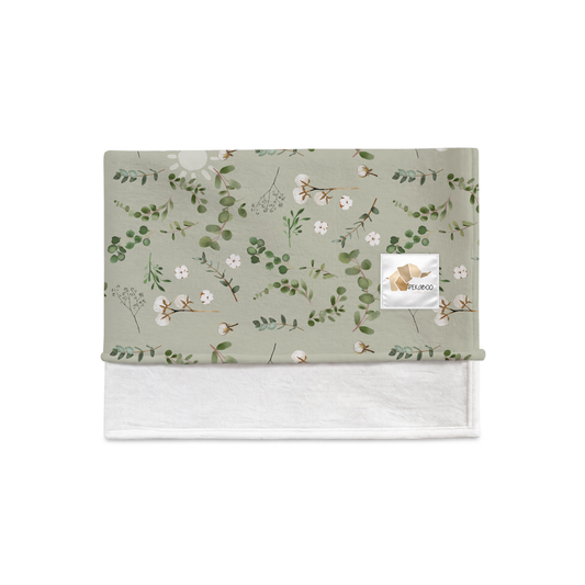 Couverture magiks - Fleurs de coton sunsets sauge