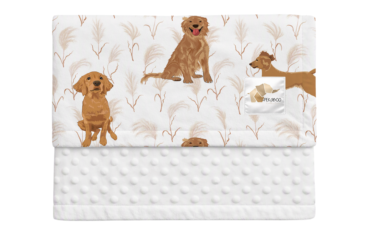 Couverture minky - Golden et feuillus