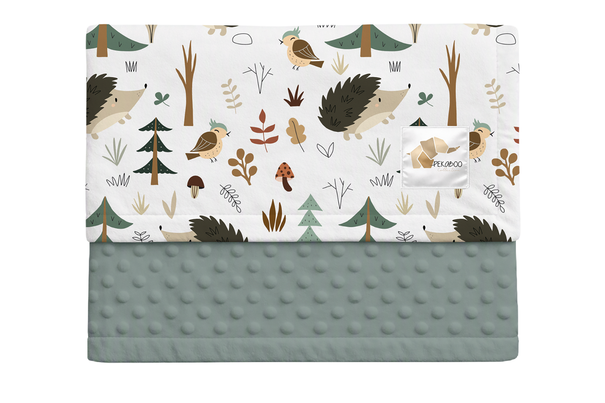 Couverture minky - Hérissons verts