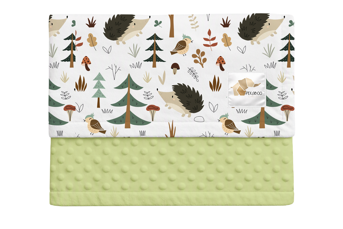 Couverture minky - Hérissons verts