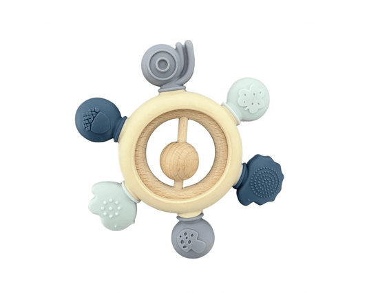 Jouet de dentition bois - Gouvernail bleu