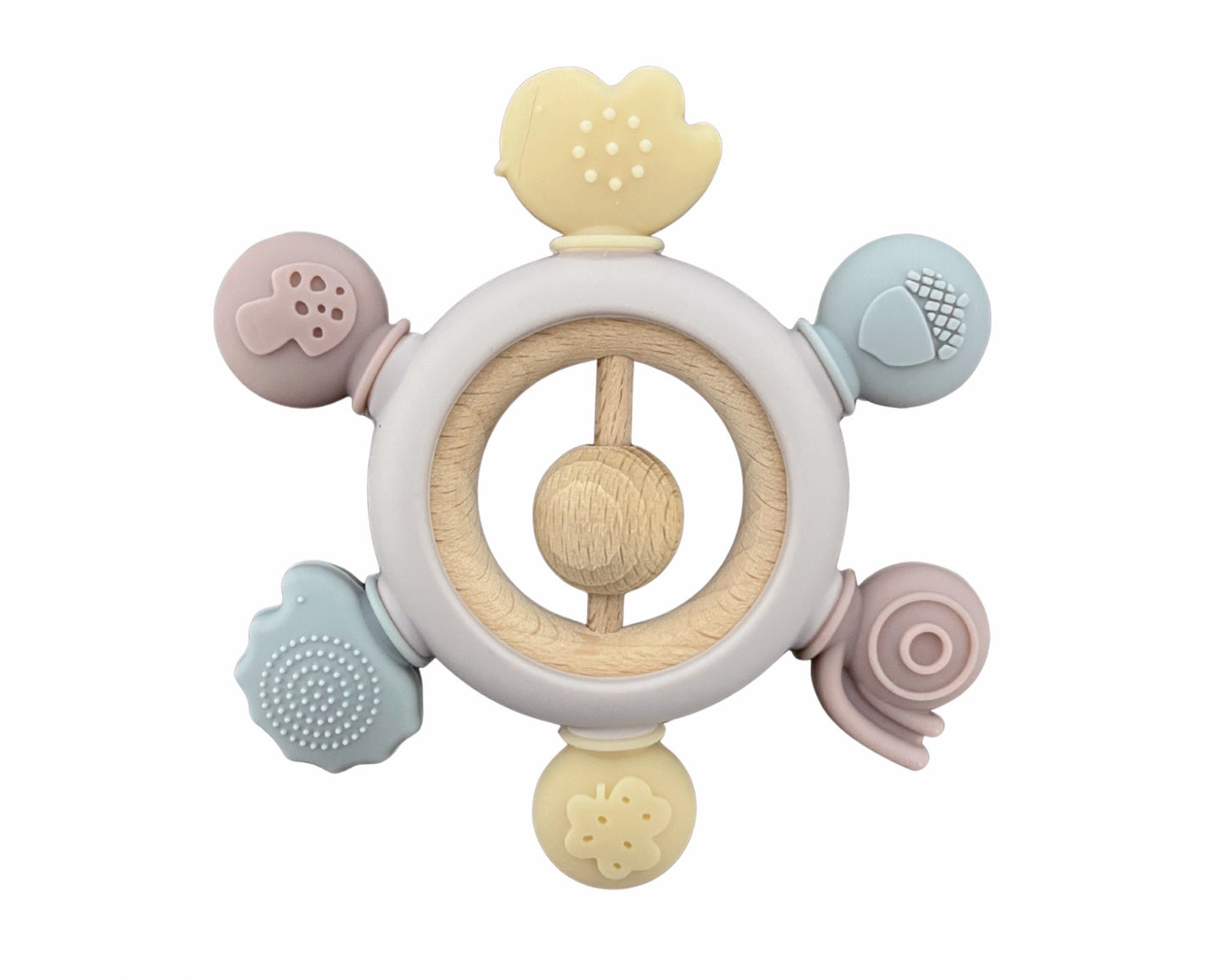 Jouet de dentition bois - Gouvernail rose