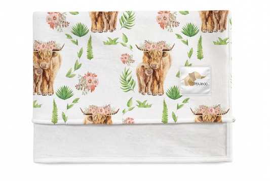 Couverture magiks - Vaches highlands fond blanc