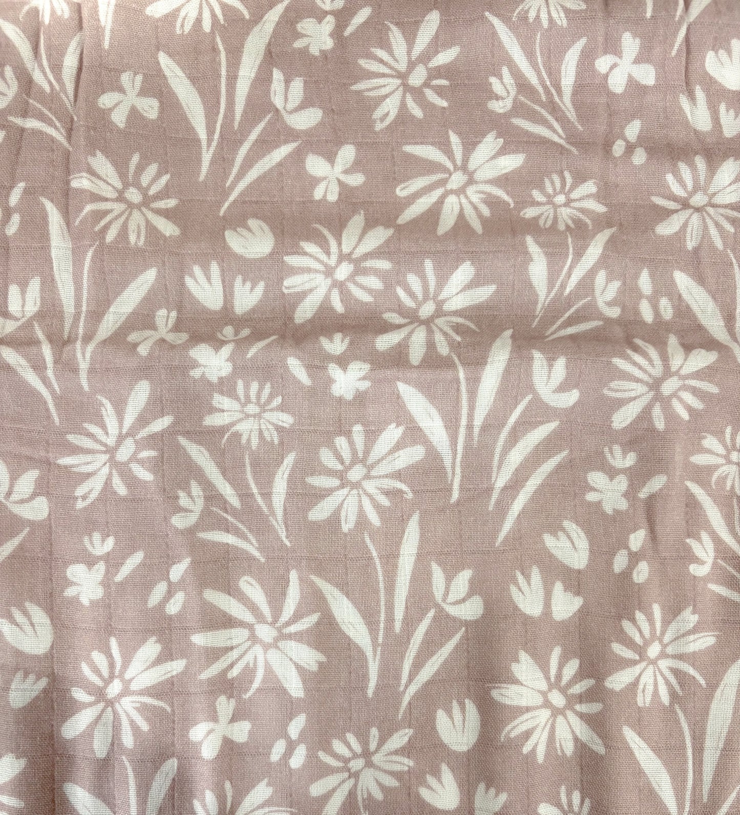 Couverture mousseline de bambou - Douce floraison vieux rose