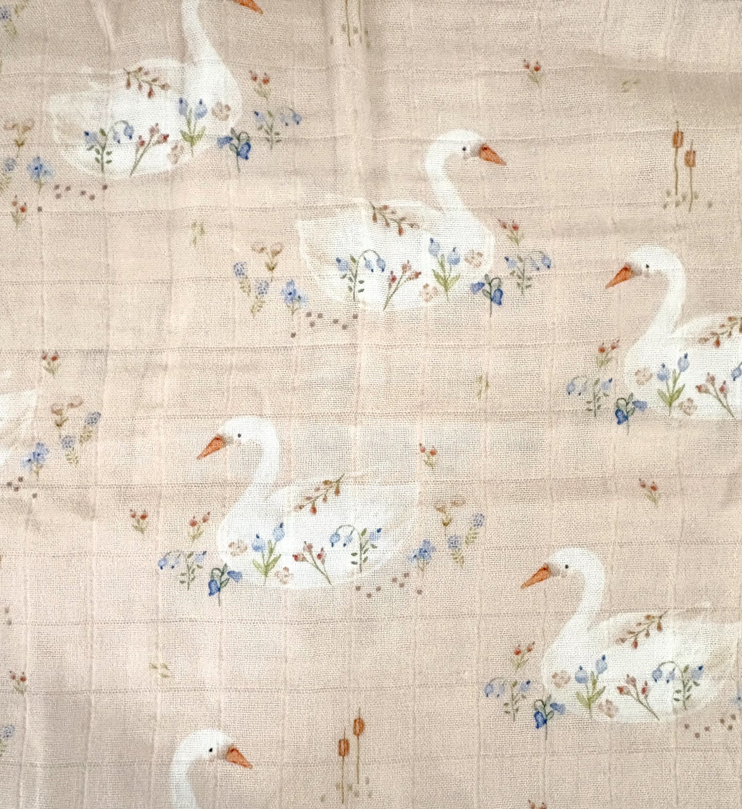 Couverture mousseline de bambou - Cygne et quenouille