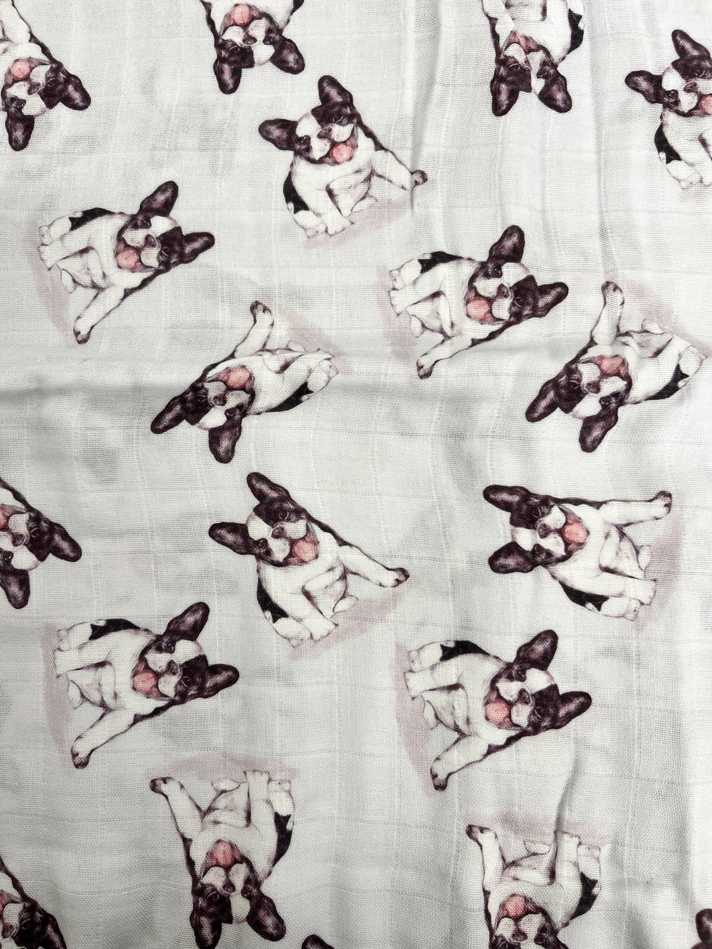 Couverture mousseline de bambou - Bouledogue Français noir & blanc