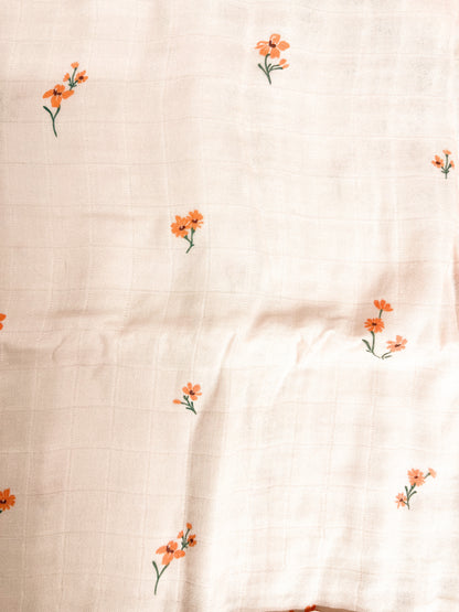Couverture mousseline de bambou - Pétale orangée