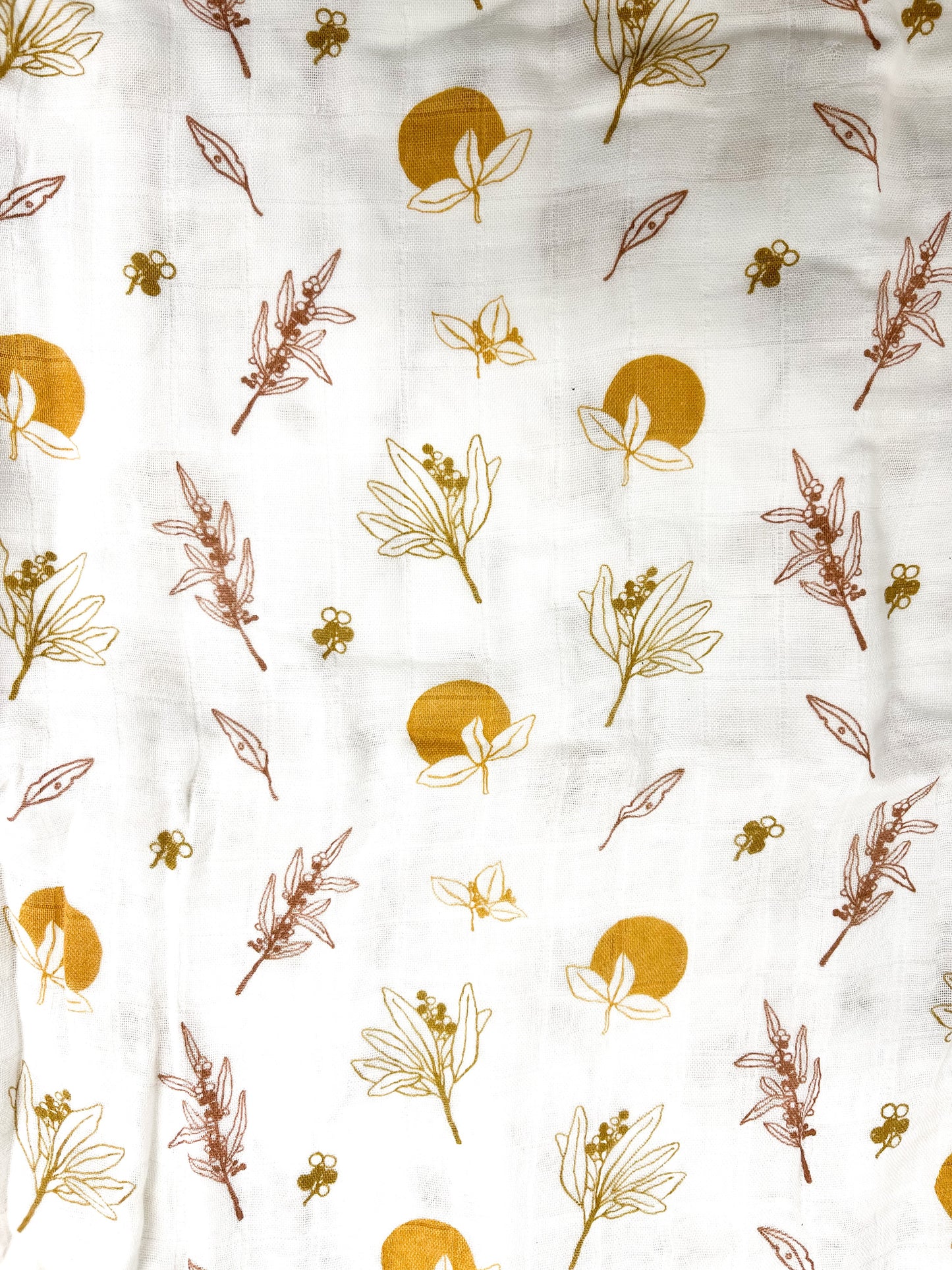 Couverture mousseline de bambou - Feuillage doré et fruit