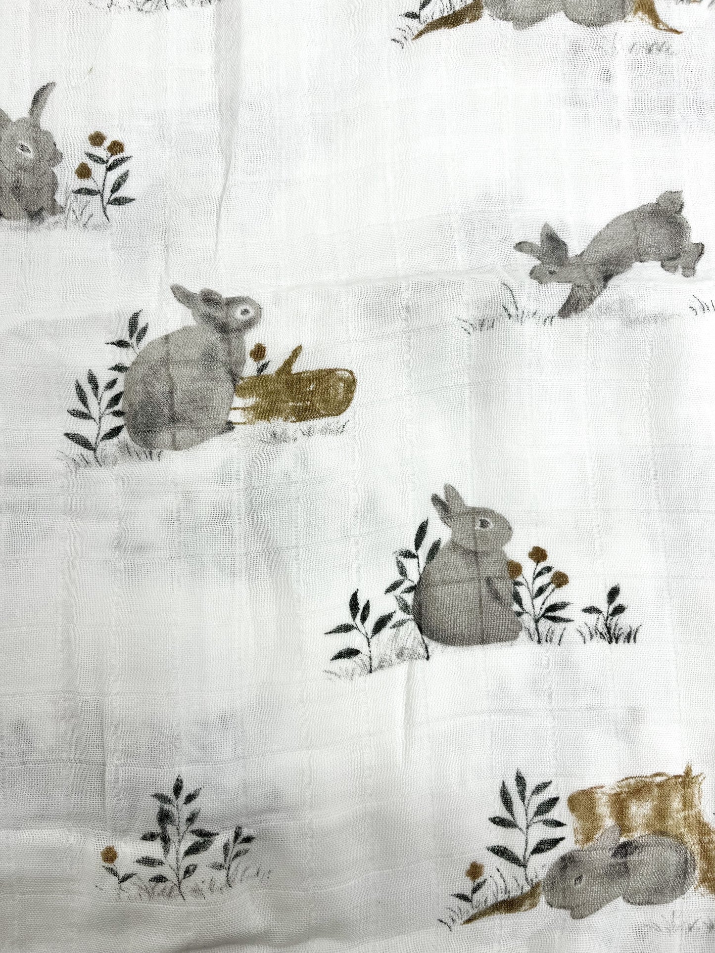 Couverture mousseline de bambou - Lapins gris