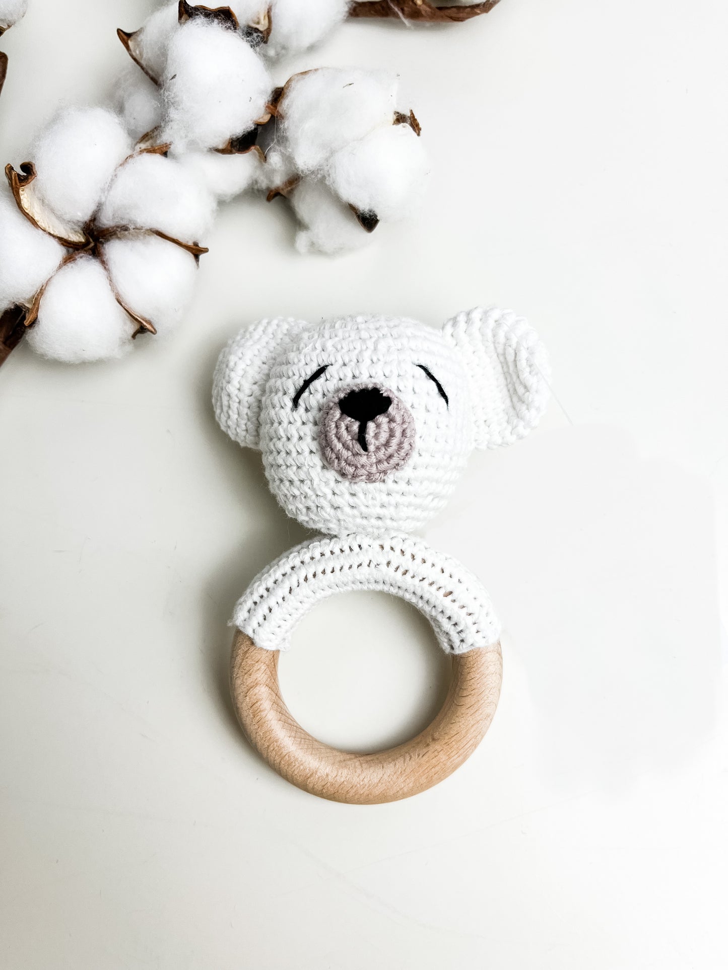 Hochet bois et crochet - Ours polaire