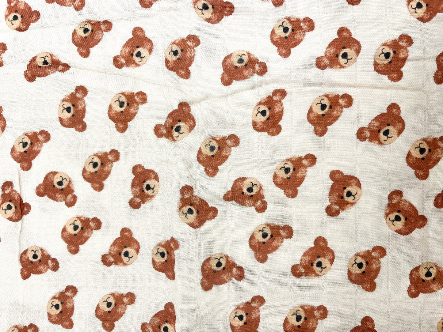 Couverture mousseline de bambou - Figure ourson rust