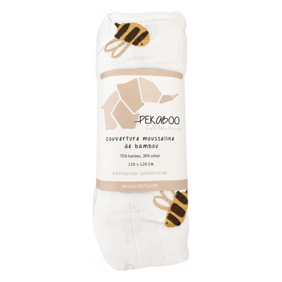 Couverture mousseline de bambou - Petite abeille