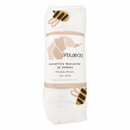 Couverture mousseline de bambou - Petite abeille