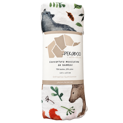Couverture mousseline de bambou - Animaux de la nature