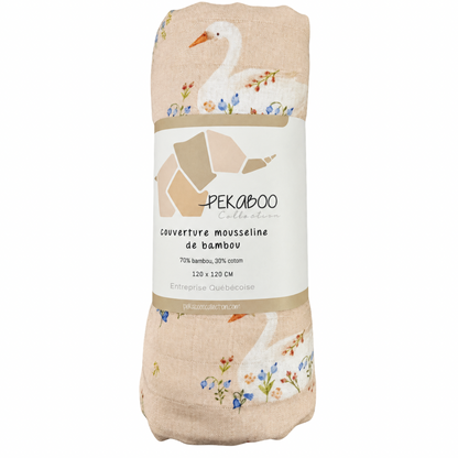 Couverture mousseline de bambou - Cygne et quenouille