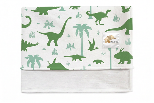 Couverture magiks - Dinos sauge et vert forêt