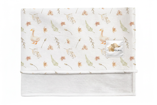 Couverture magiks - Oies et fleurs rust