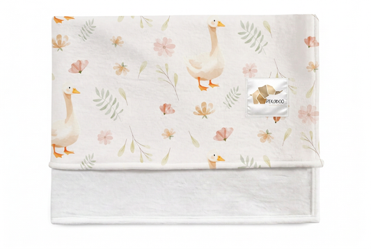 Couverture magiks - Oies fleuri pastel rose et rust
