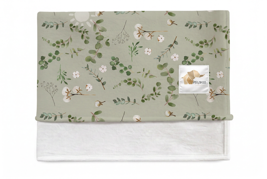 Couverture magiks - Fleurs de coton sunsets sauge