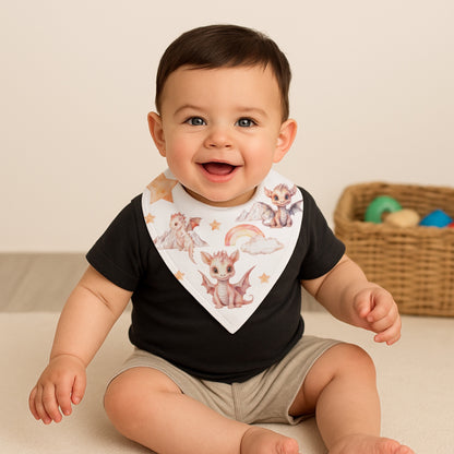 Bavoir - Dragons rose